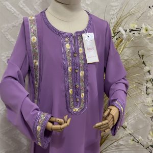 caftan violet fille - lybass banaati
