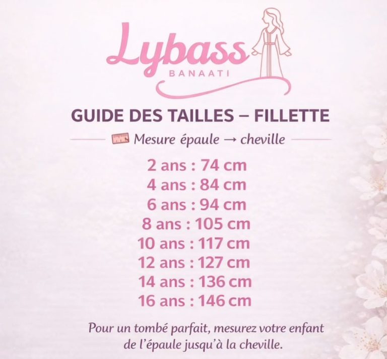 guide des tailles - lybass banaati